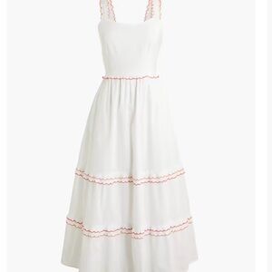 White and coral/peach Trim Women's Dress